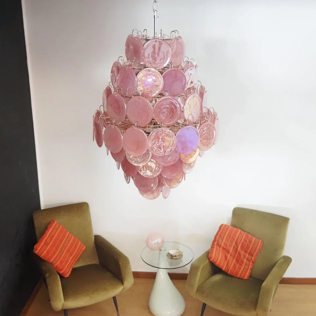 Huge Vintage Murano Pink Disks Chandelier product image