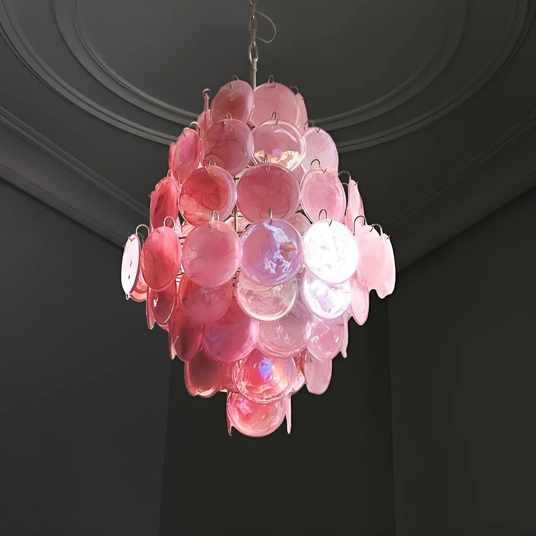 Huge Vintage Murano Pink Disks Chandelier product image