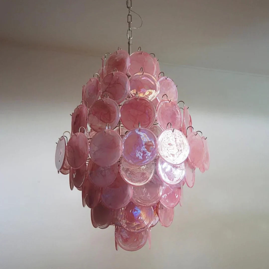 Huge Vintage Murano Pink Disks Chandelier product image