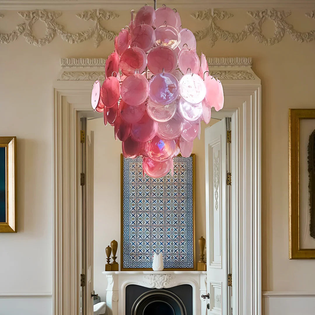Huge Vintage Murano Pink Disks Chandelier product image