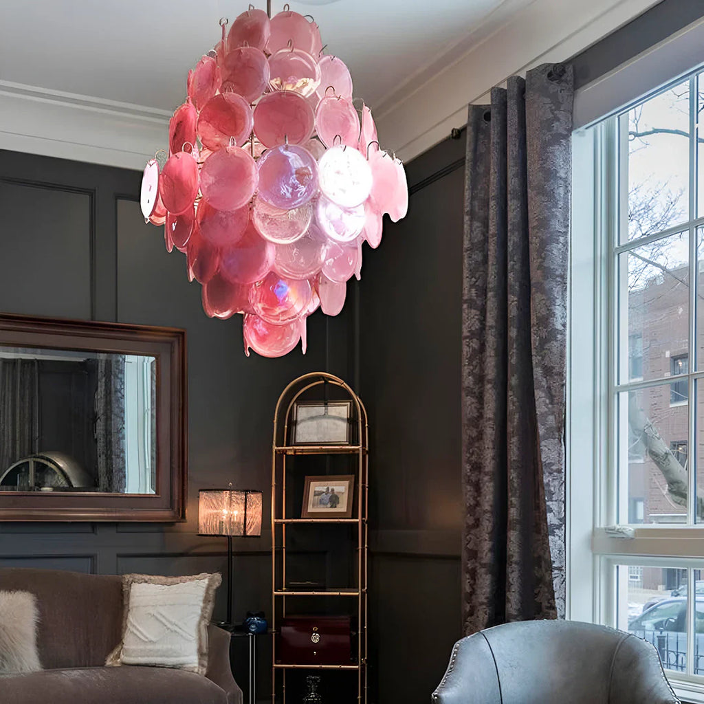 Huge Vintage Murano Pink Disks Chandelier product image