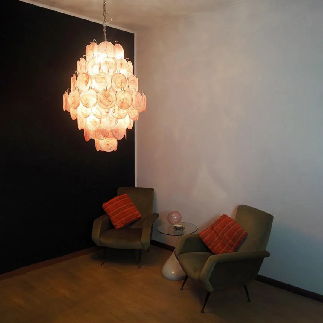 Huge Vintage Murano Pink Disks Chandelier product image