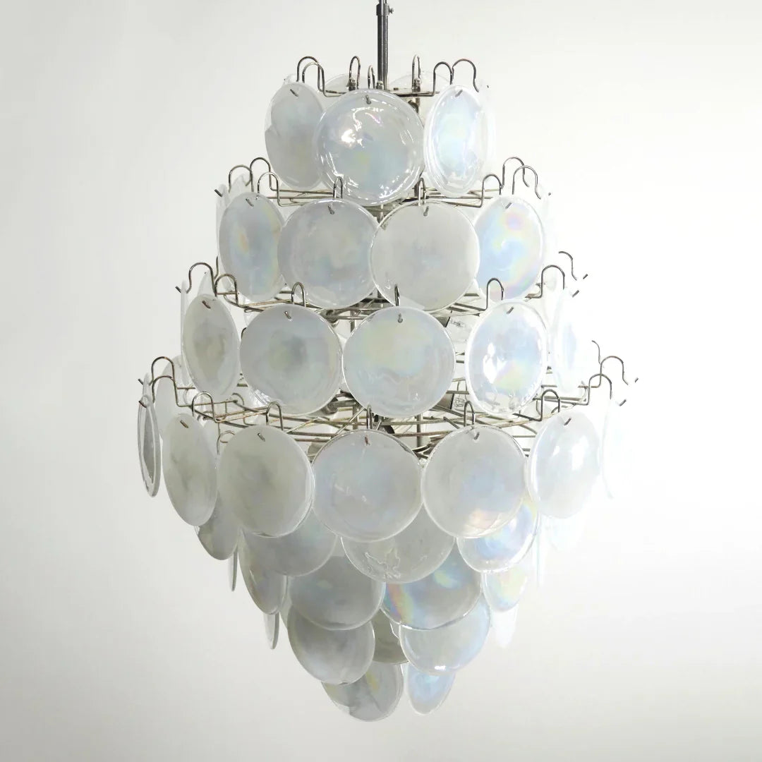 Huge Vintage Murano White Disks Chandelier product image
