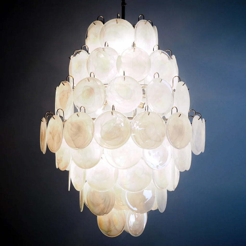 Huge Vintage Murano White Disks Chandelier product image