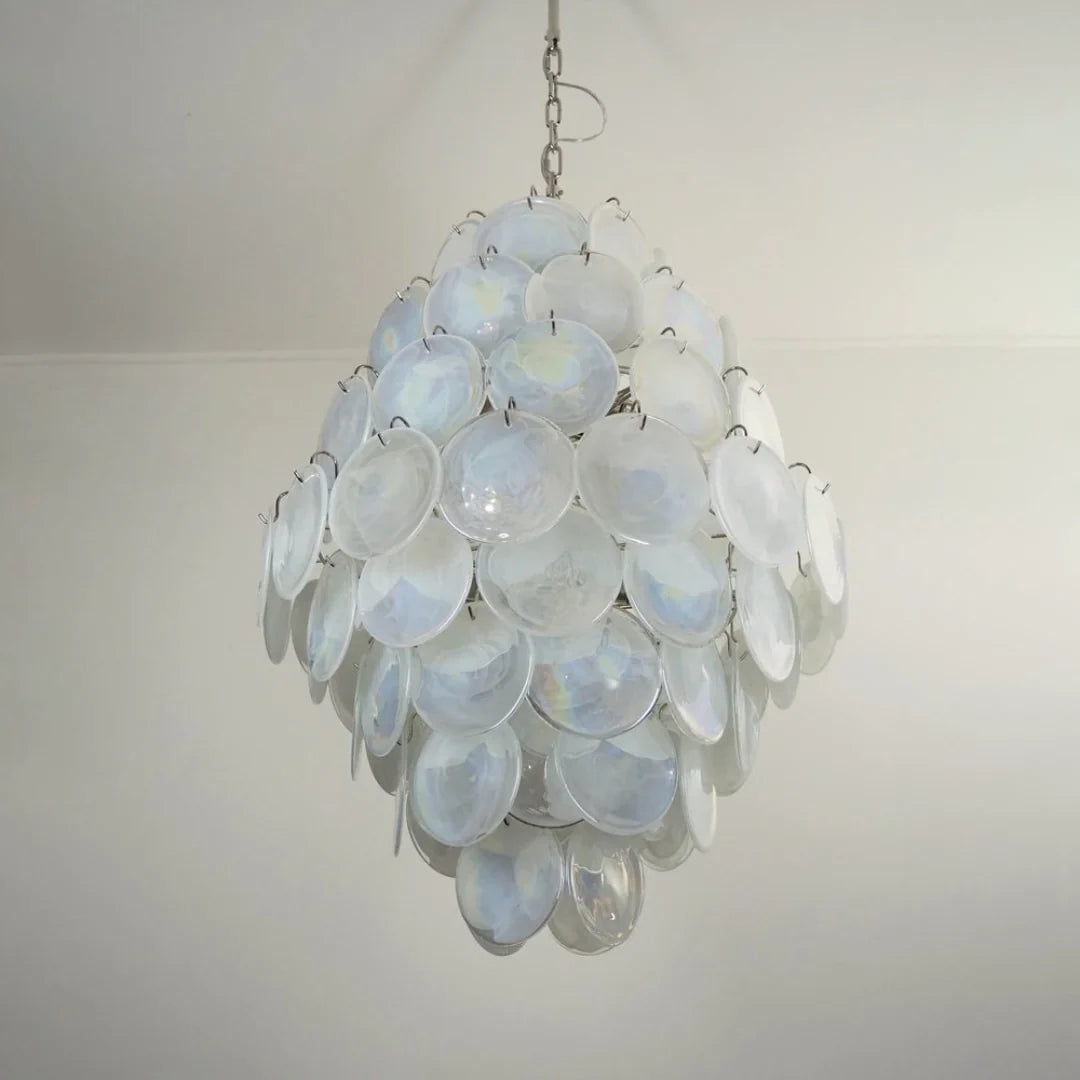Huge Vintage Murano White Disks Chandelier product image