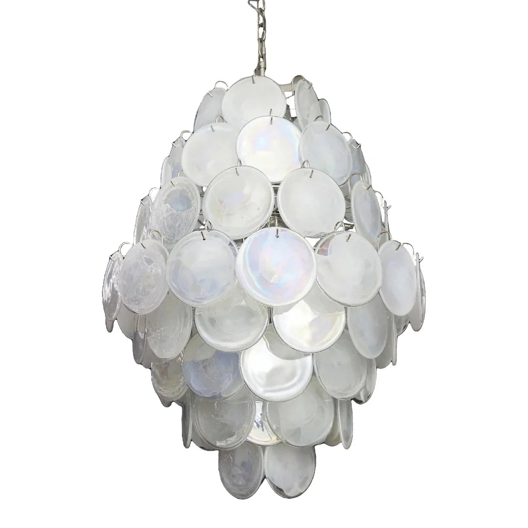 Huge Vintage Murano White Disks Chandelier product image