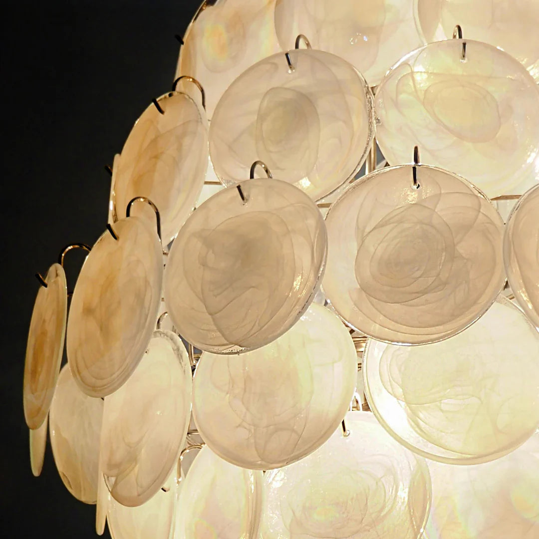 Huge Vintage Murano White Disks Chandelier product image