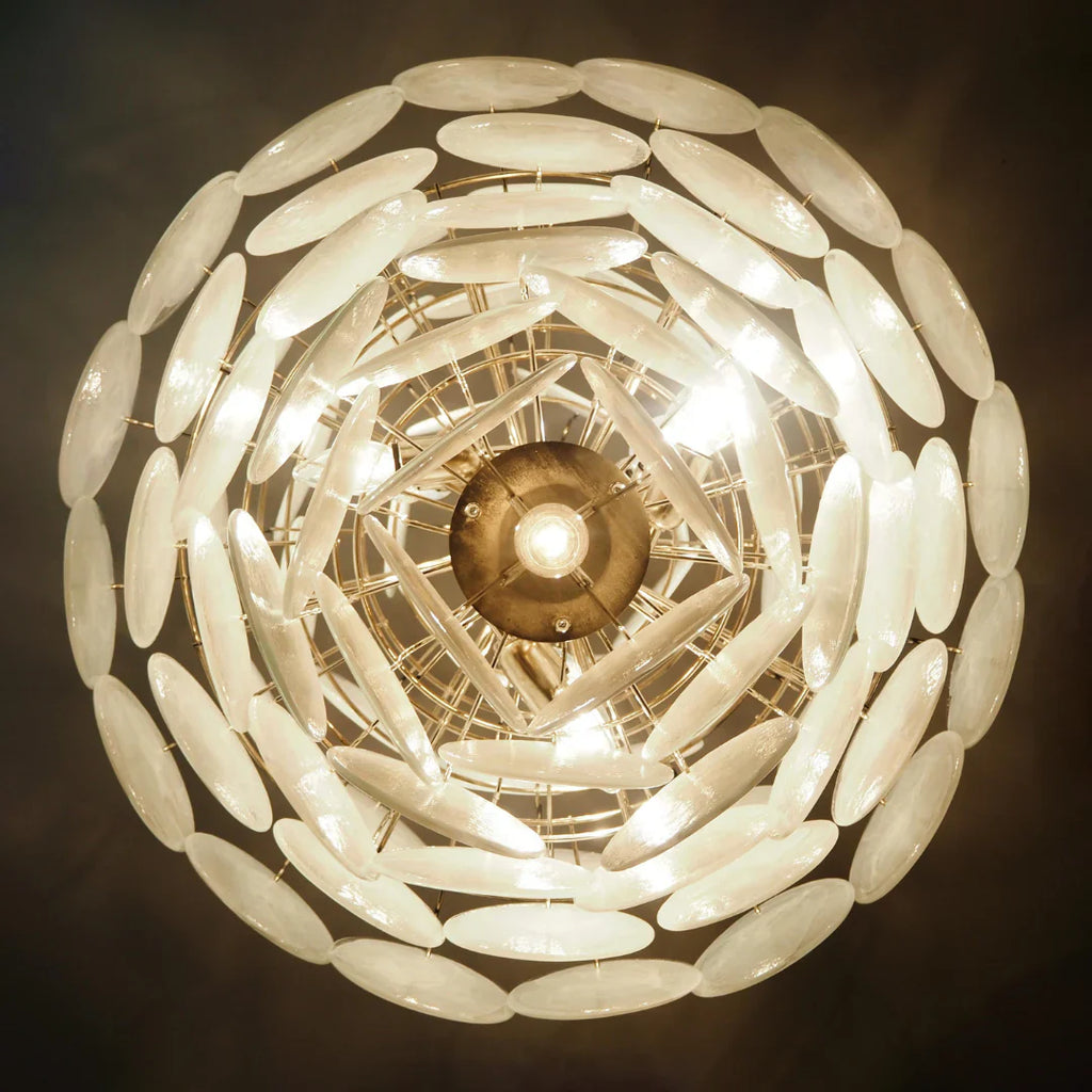 Huge Vintage Murano White Disks Chandelier product image
