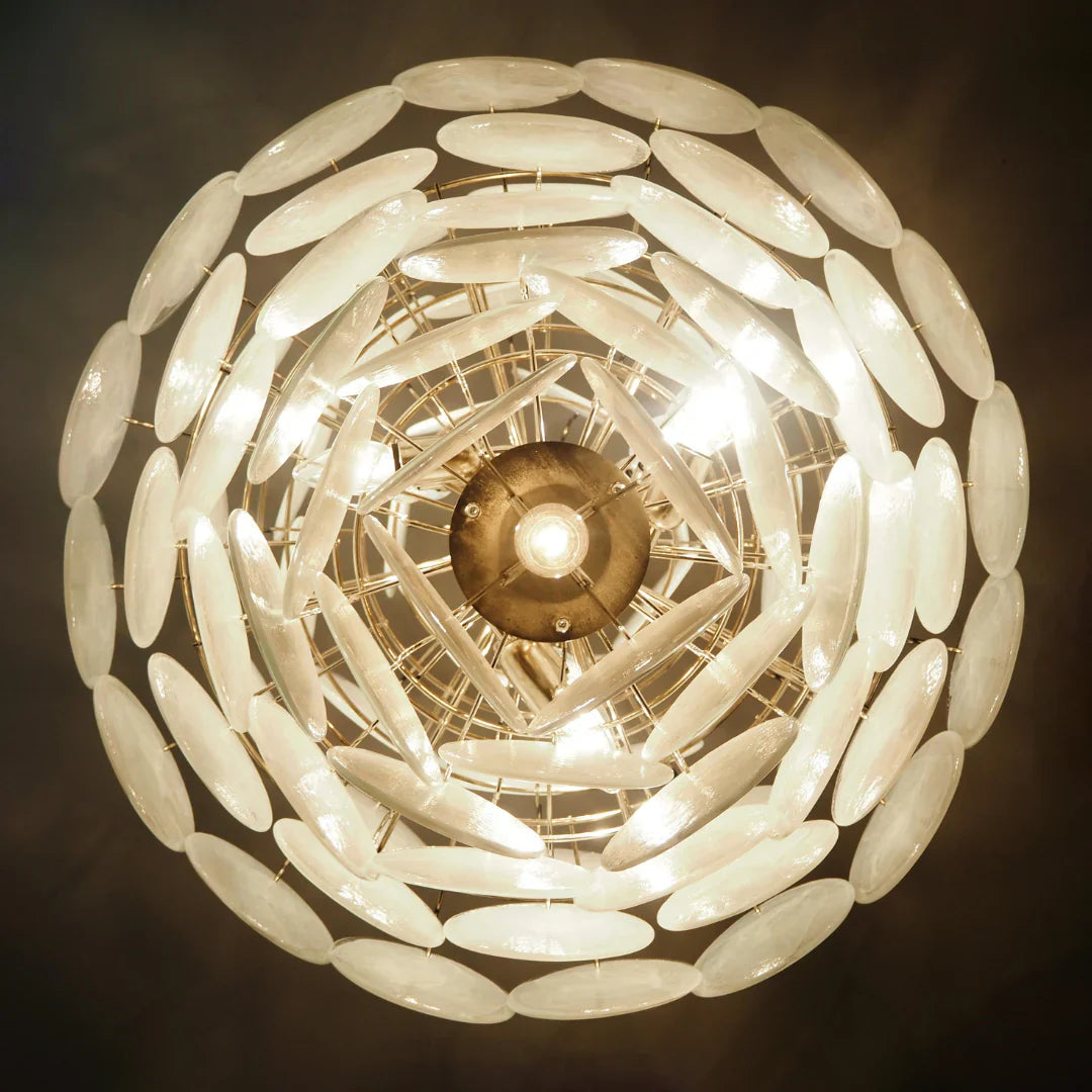Huge Vintage Murano White Disks Chandelier product image