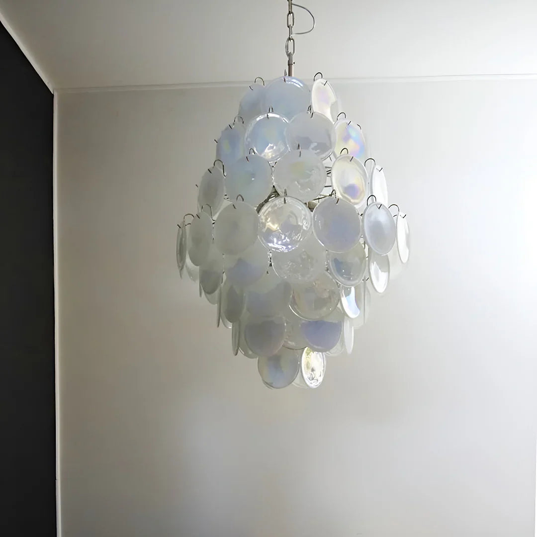 Huge Vintage Murano White Disks Chandelier product image