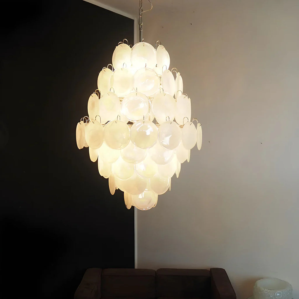 Huge Vintage Murano White Disks Chandelier product image