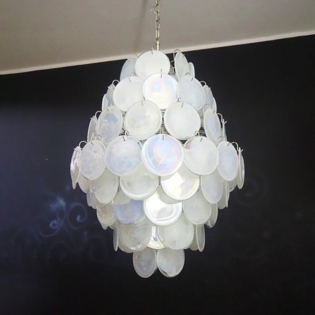 Huge Vintage Murano White Disks Chandelier product image