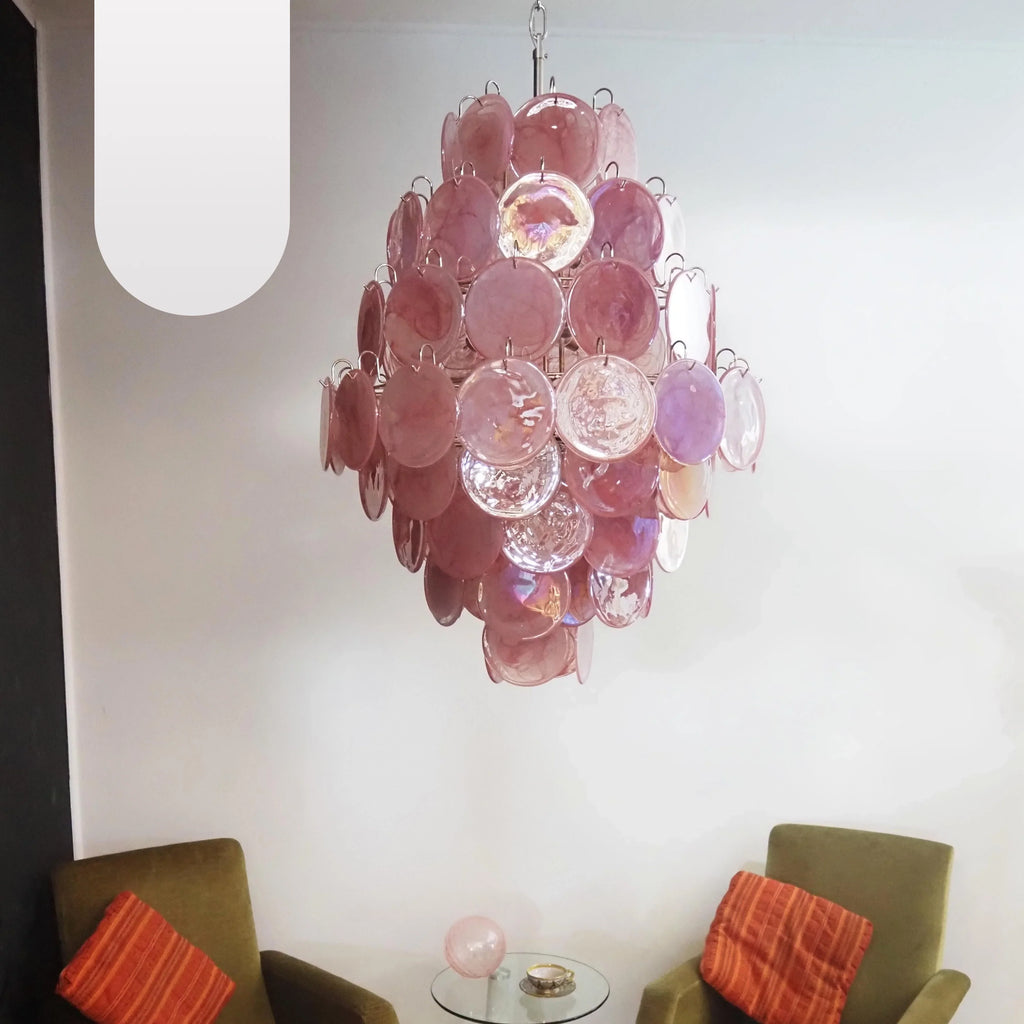 Huge Vintage Murano Pink Disks Chandelier product image