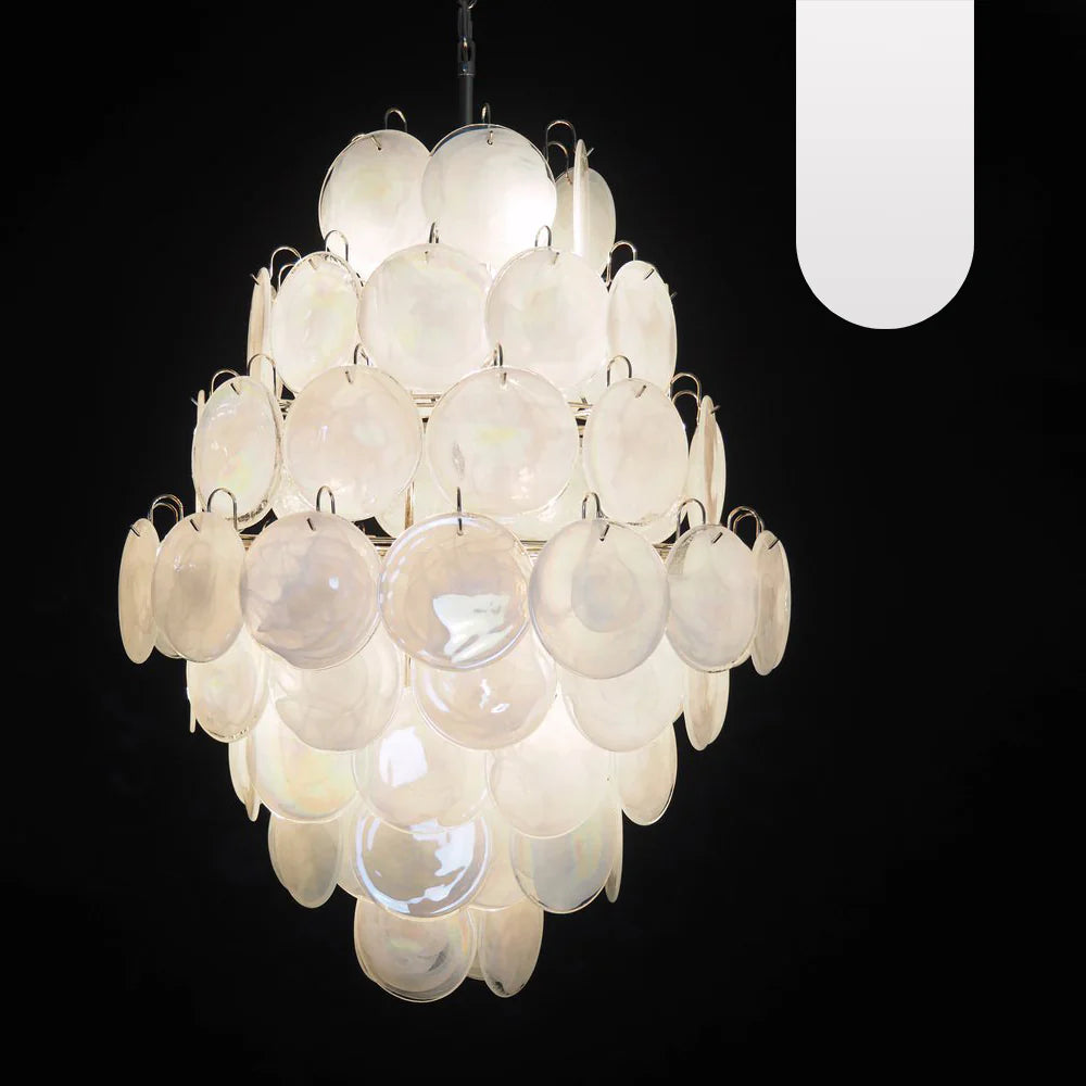 Huge Vintage Murano White Disks Chandelier product image