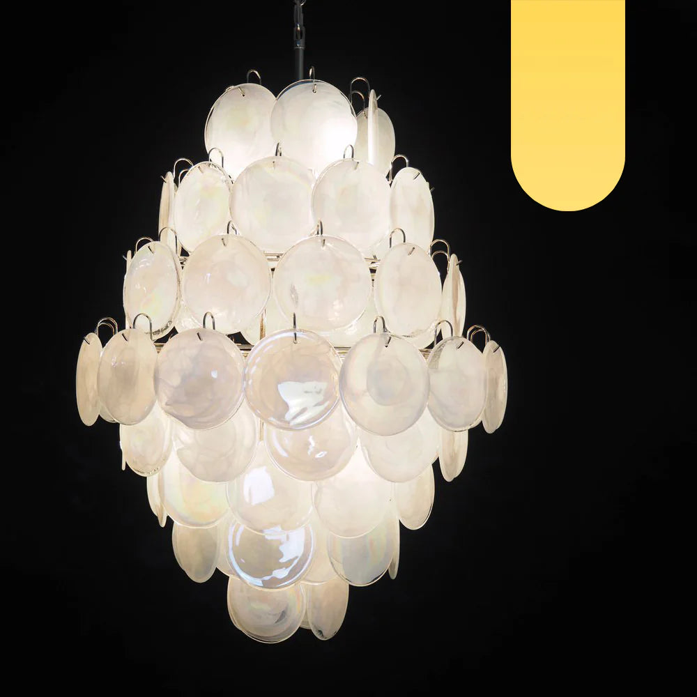 Huge Vintage Murano White Disks Chandelier product image