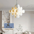 Murano Disc White Clear Glass Chandelier product image