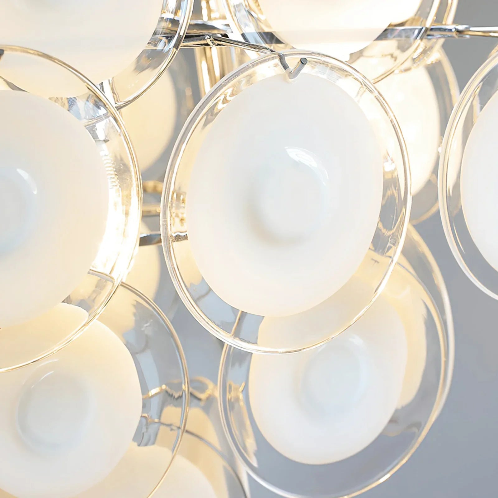 Murano Disc White Clear Glass Chandelier product image