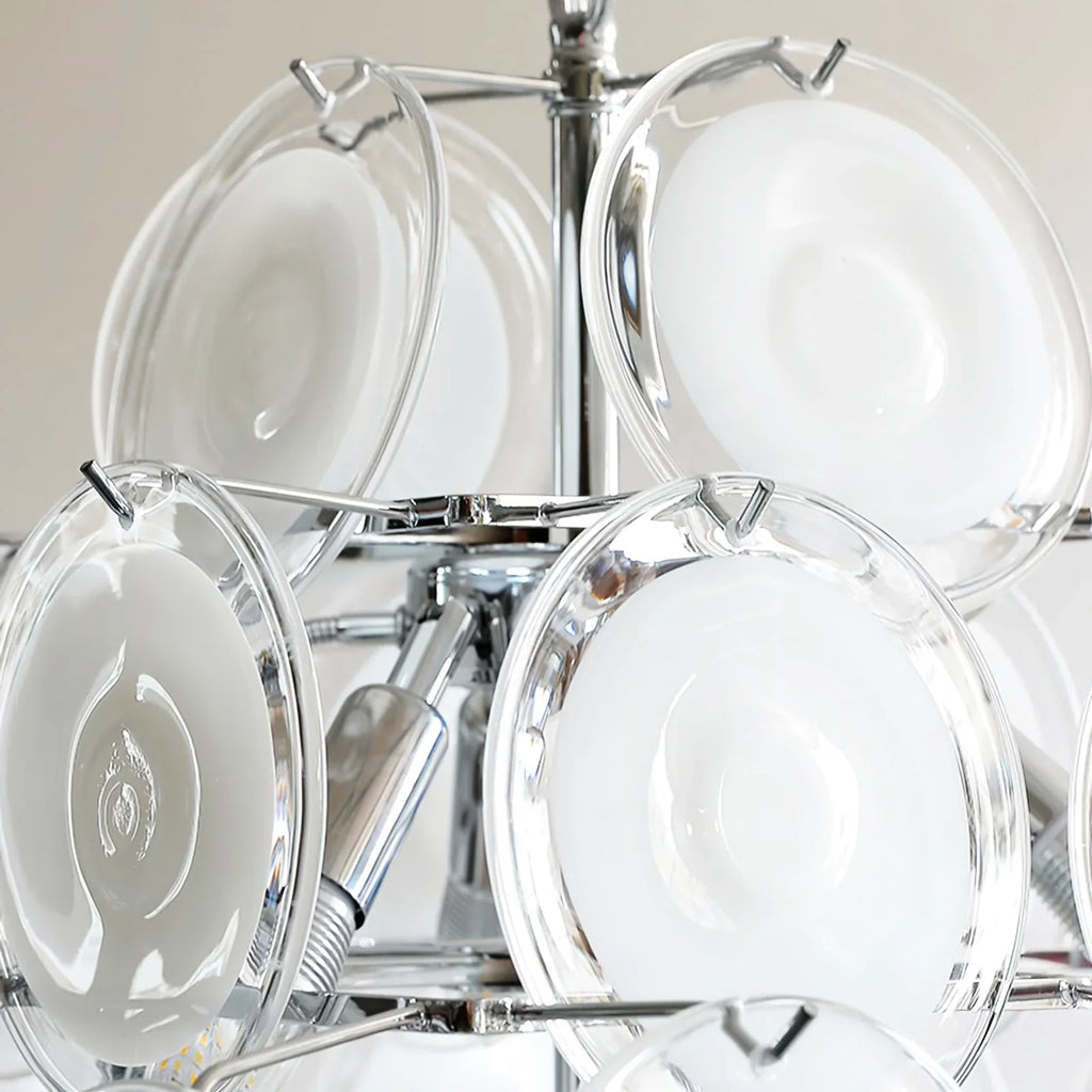 Murano Disc White Clear Glass Chandelier product image