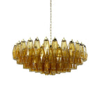 Murano Poliedri Faceted Amber Glass Chandelier by Bling Lighting Studio