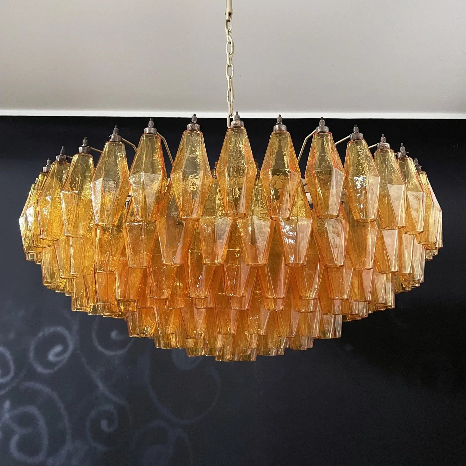 Murano Poliedri Faceted Amber Glass Chandelier product image
