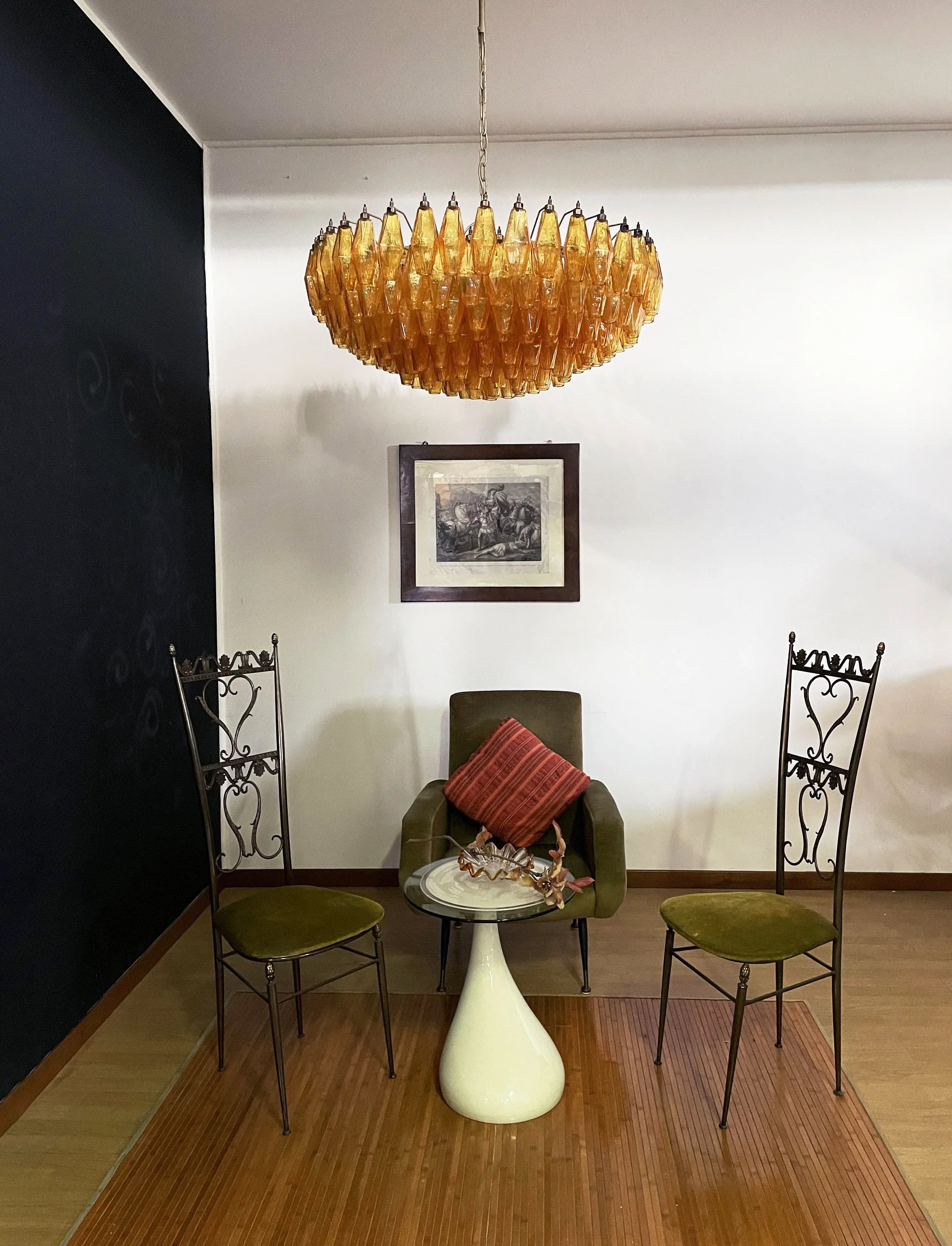 Murano Poliedri Faceted Amber Glass Chandelier product image
