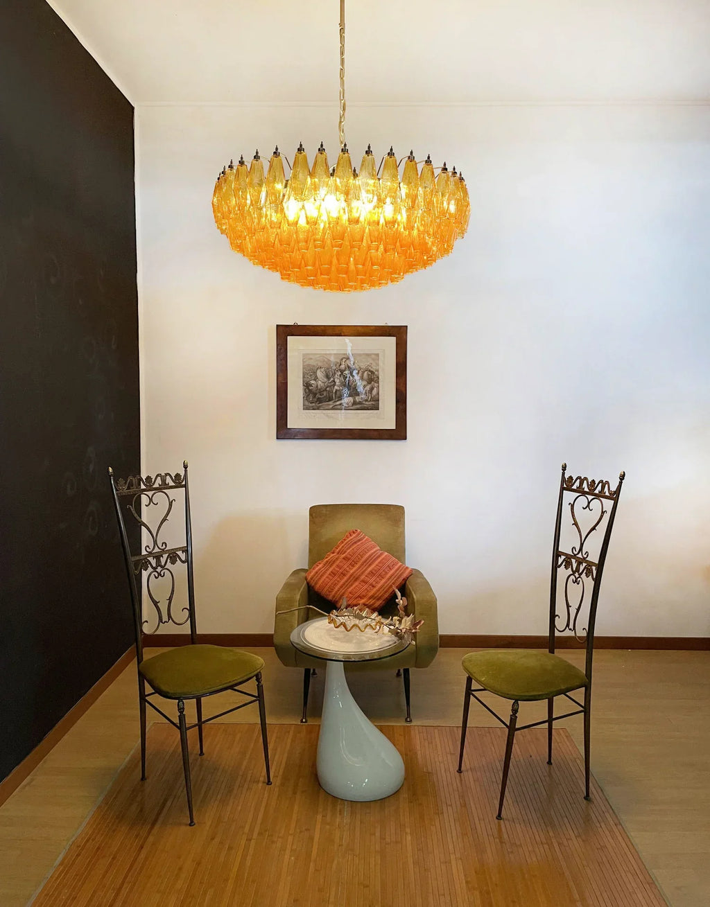 Murano Poliedri Faceted Amber Glass Chandelier product image