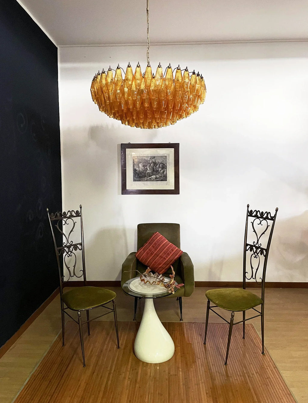 Murano Poliedri Faceted Amber Glass Chandelier product image