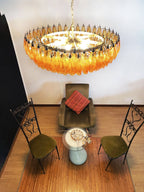 Murano Poliedri Faceted Amber Glass Chandelier product image