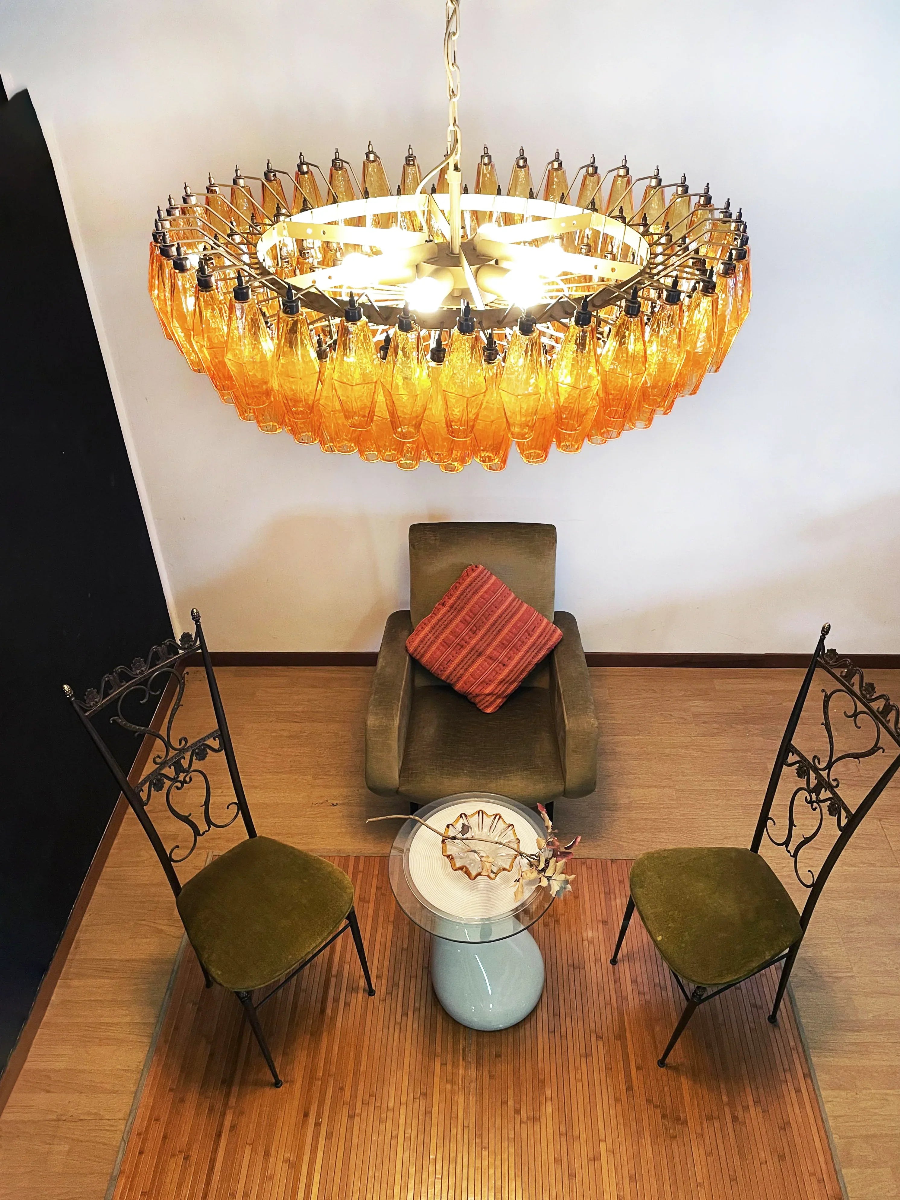 Murano Poliedri Faceted Amber Glass Chandelier product image