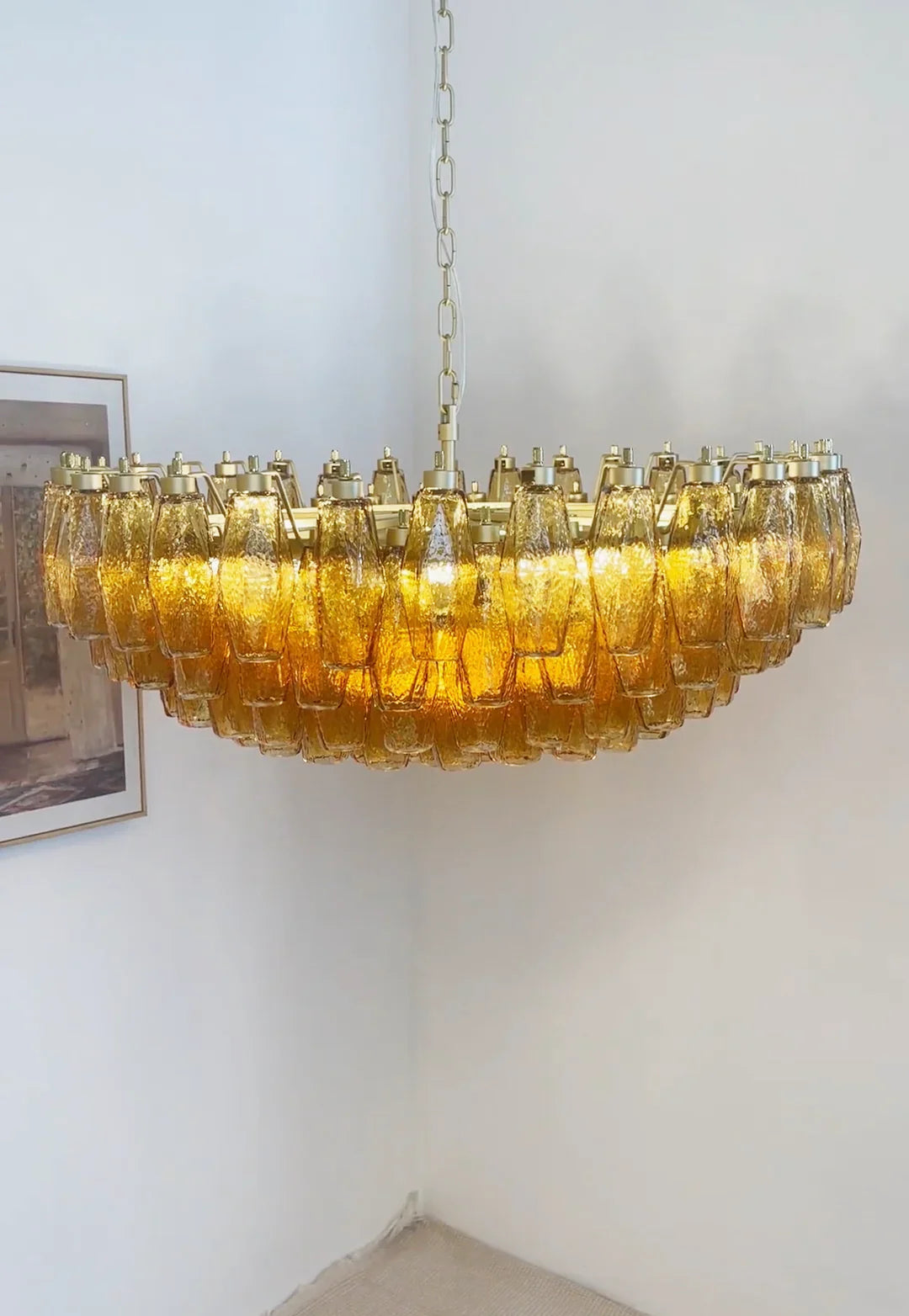 Murano Poliedri Faceted Amber Glass Chandelier product image
