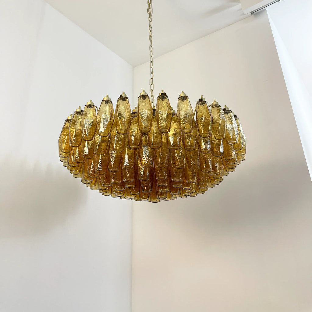 Murano Poliedri Faceted Amber Glass Chandelier product image