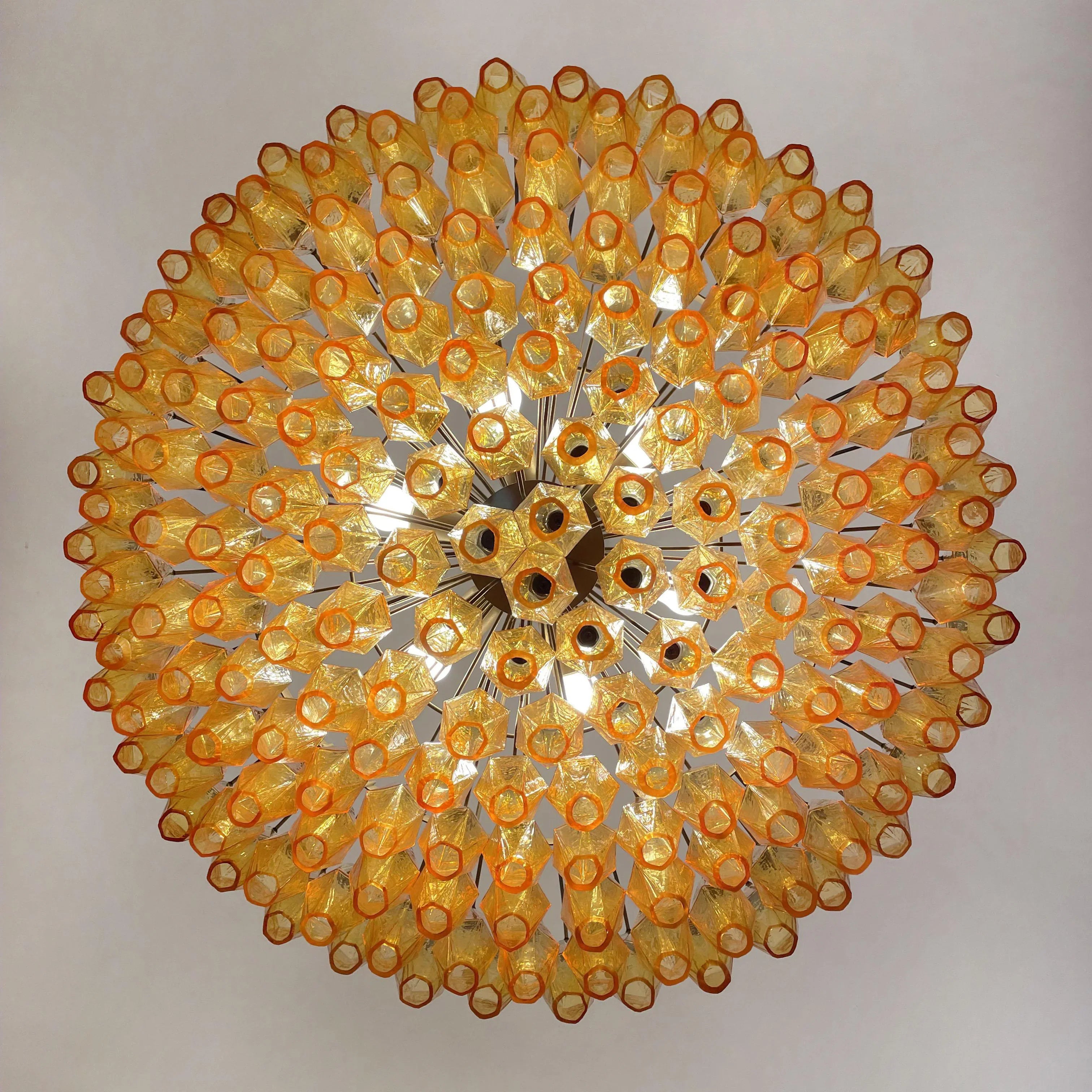 Murano Poliedri Faceted Amber Glass Chandelier product image