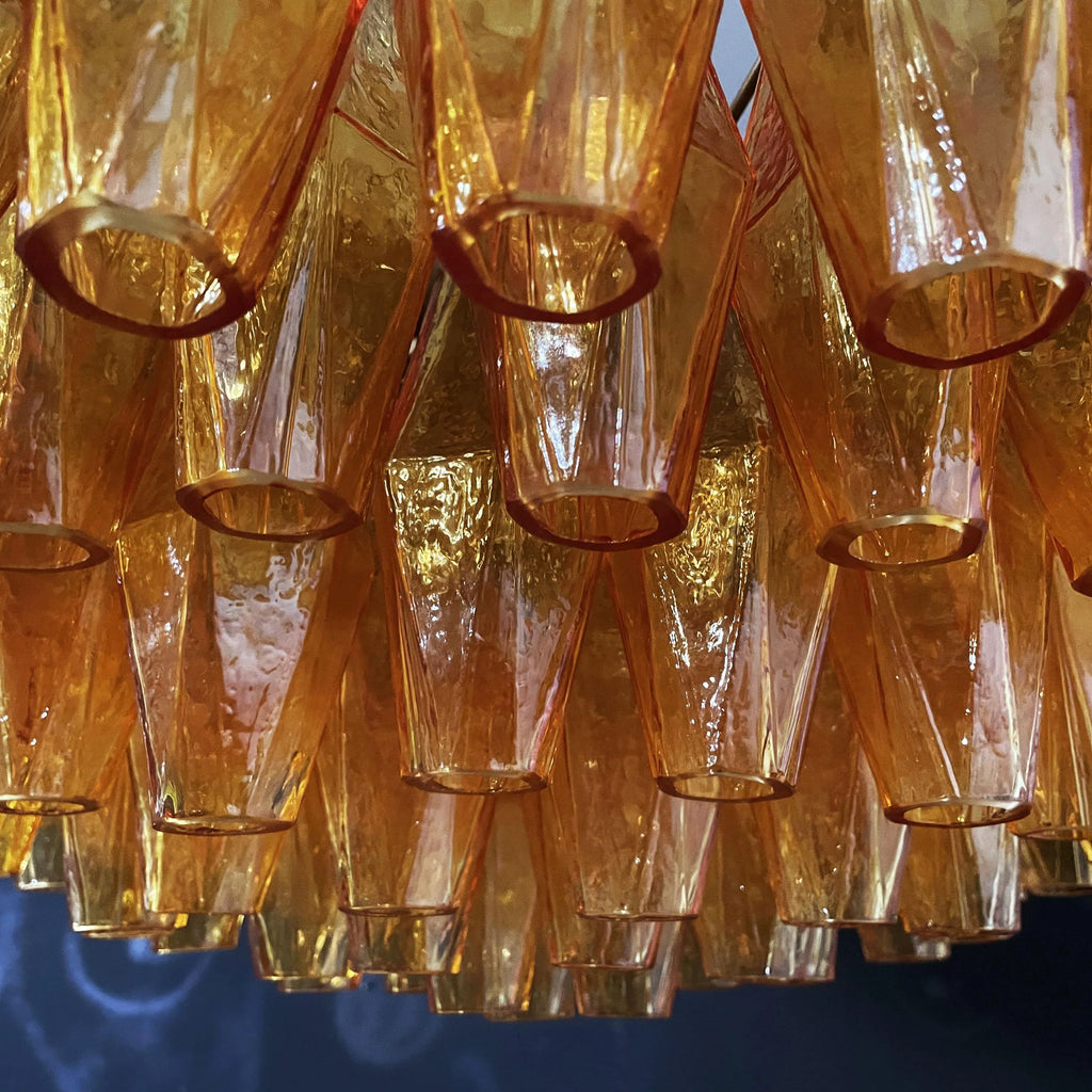 Murano Poliedri Faceted Amber Glass Chandelier product image
