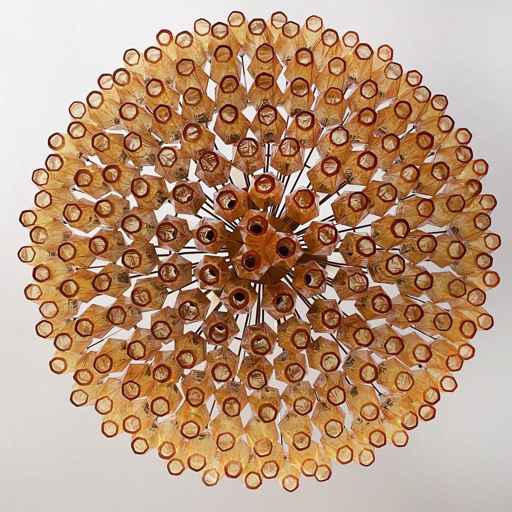 Murano Poliedri Faceted Amber Glass Chandelier product image