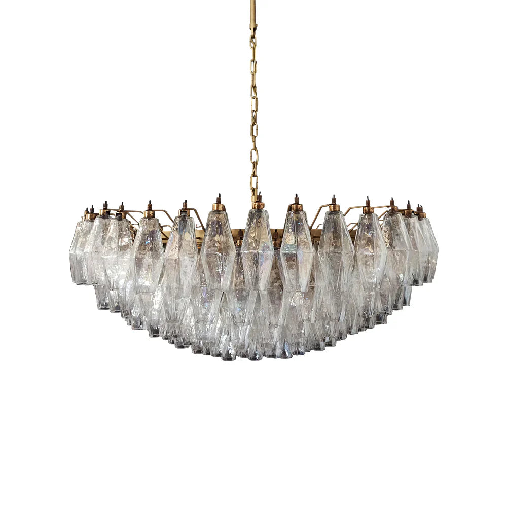 Murano Poliedri Faceted Transparent Glass Chandelier by Bling Lighting Studio