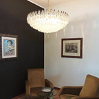 Murano Poliedri Faceted Transparent Glass Chandelier detail view