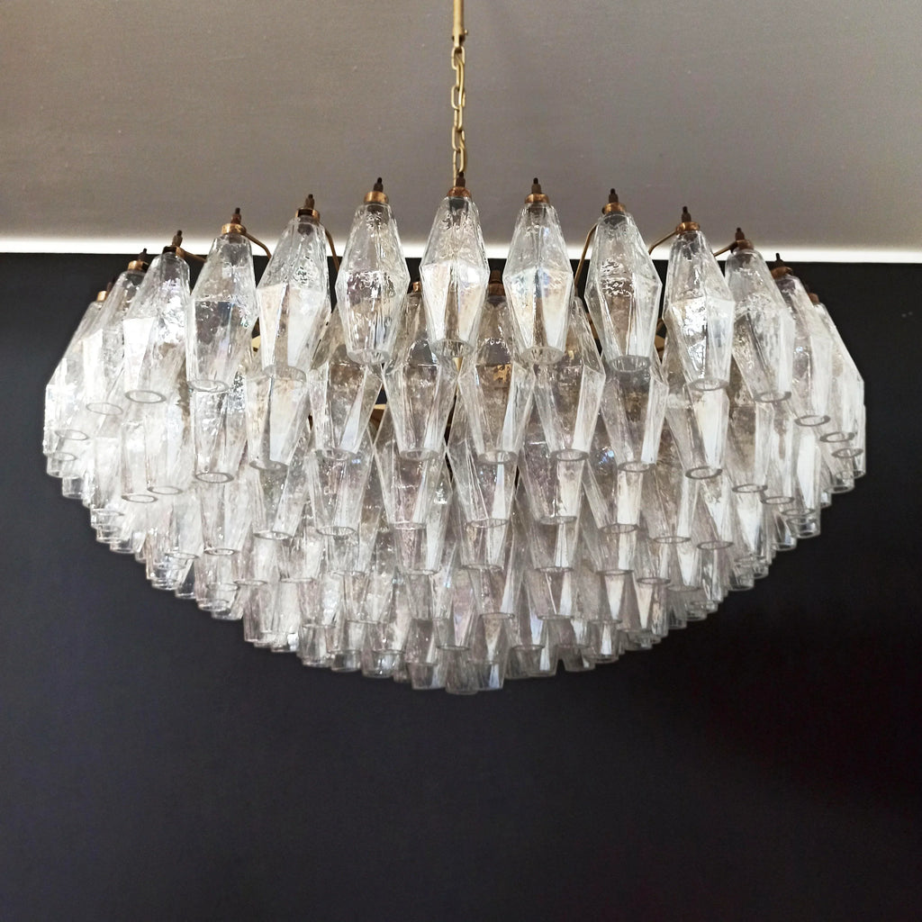 Murano Poliedri Faceted Transparent Glass Chandelier product image