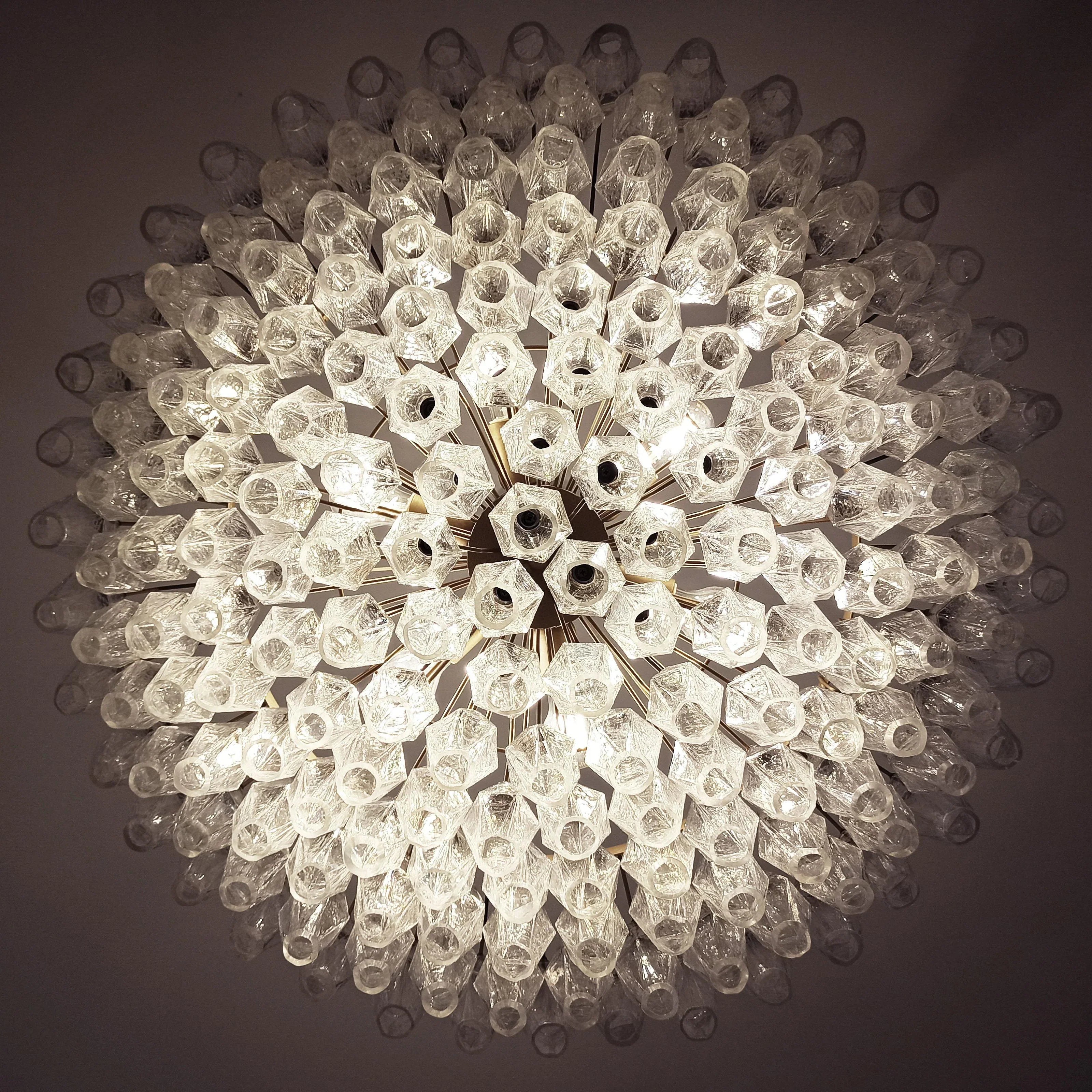 Murano Poliedri Faceted Transparent Glass Chandelier product image