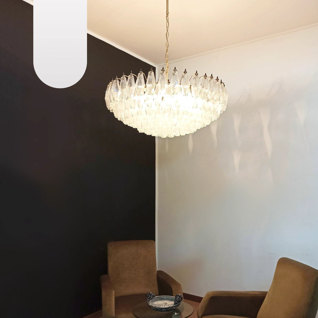 Murano Poliedri Faceted Transparent Glass Chandelier product image