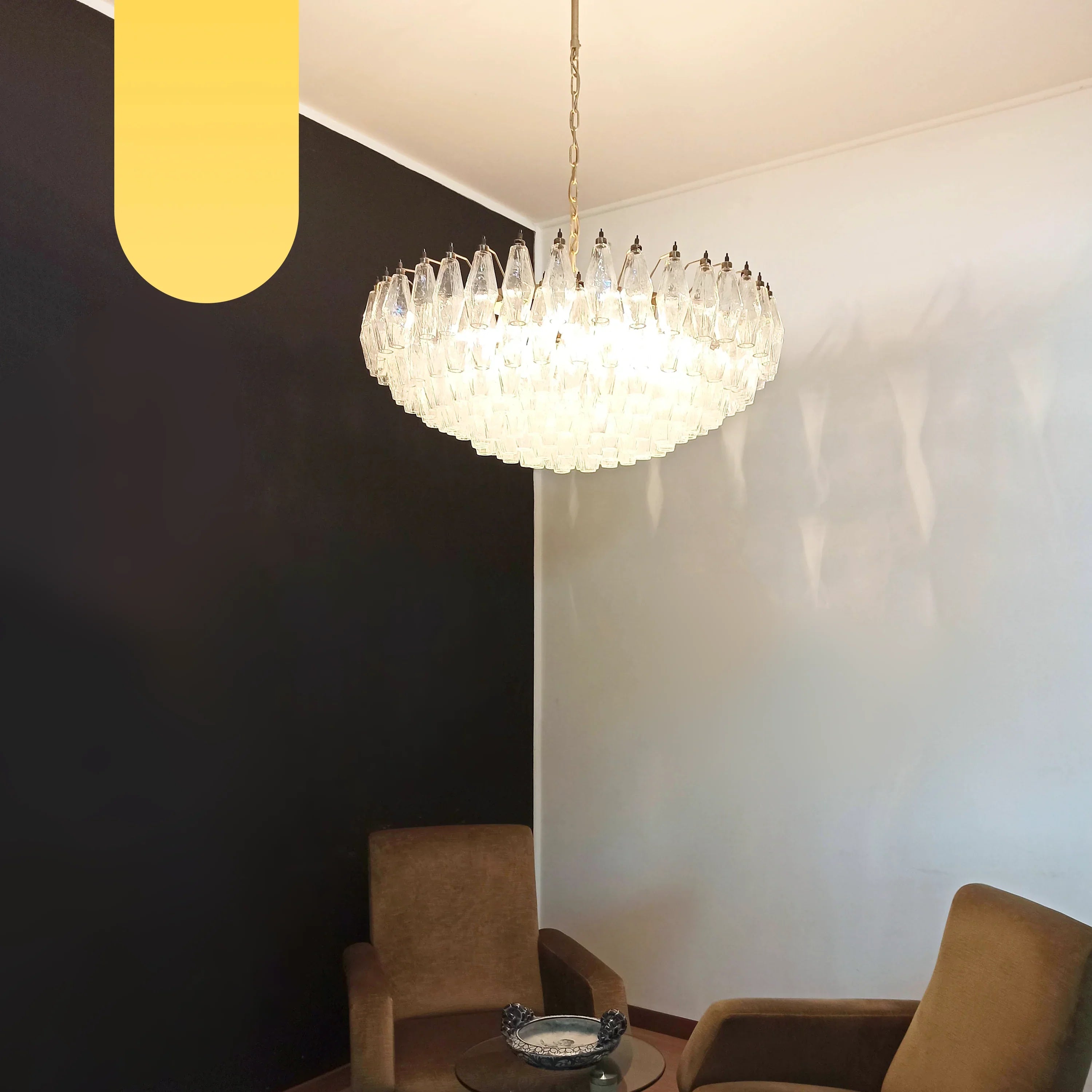 Murano Poliedri Faceted Transparent Glass Chandelier product image