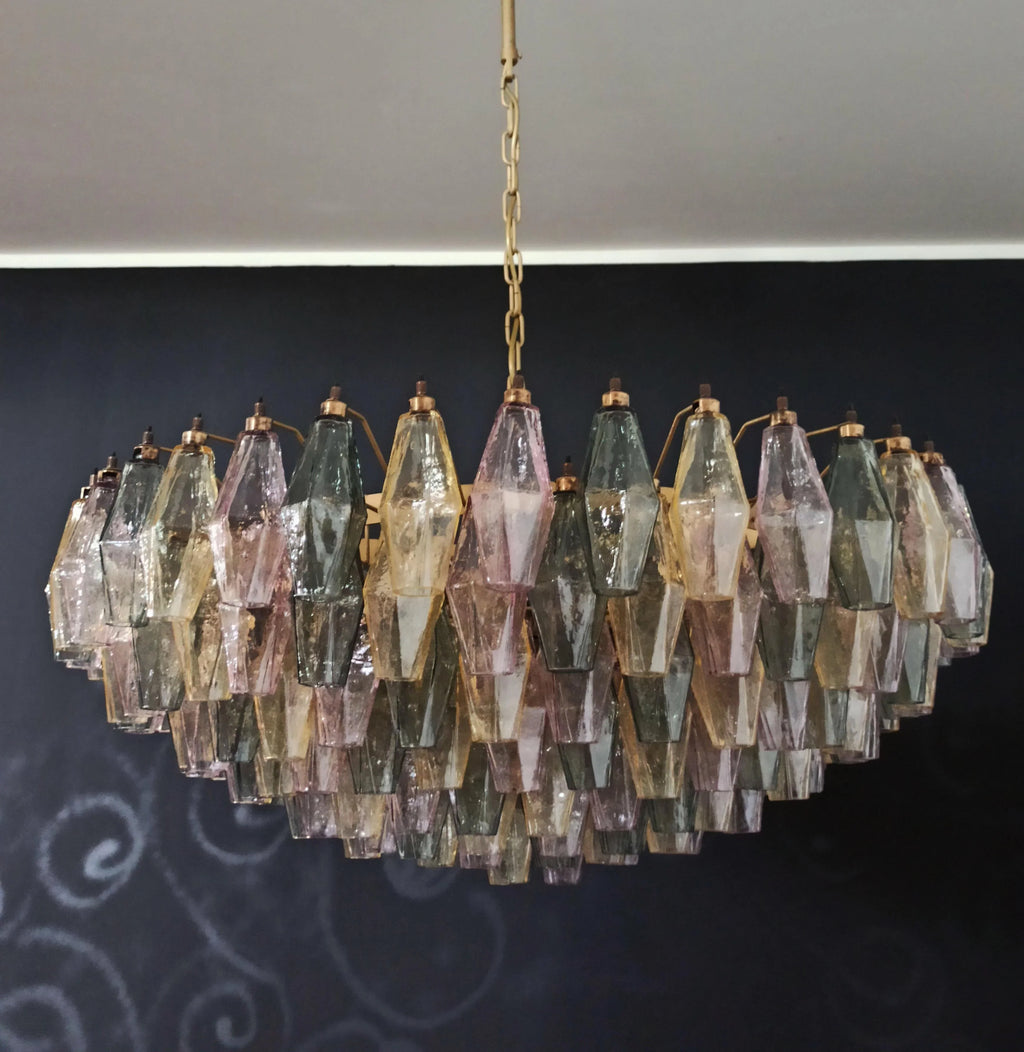 Murano Poliedri Faceted Multicolor Glass Chandelier product image