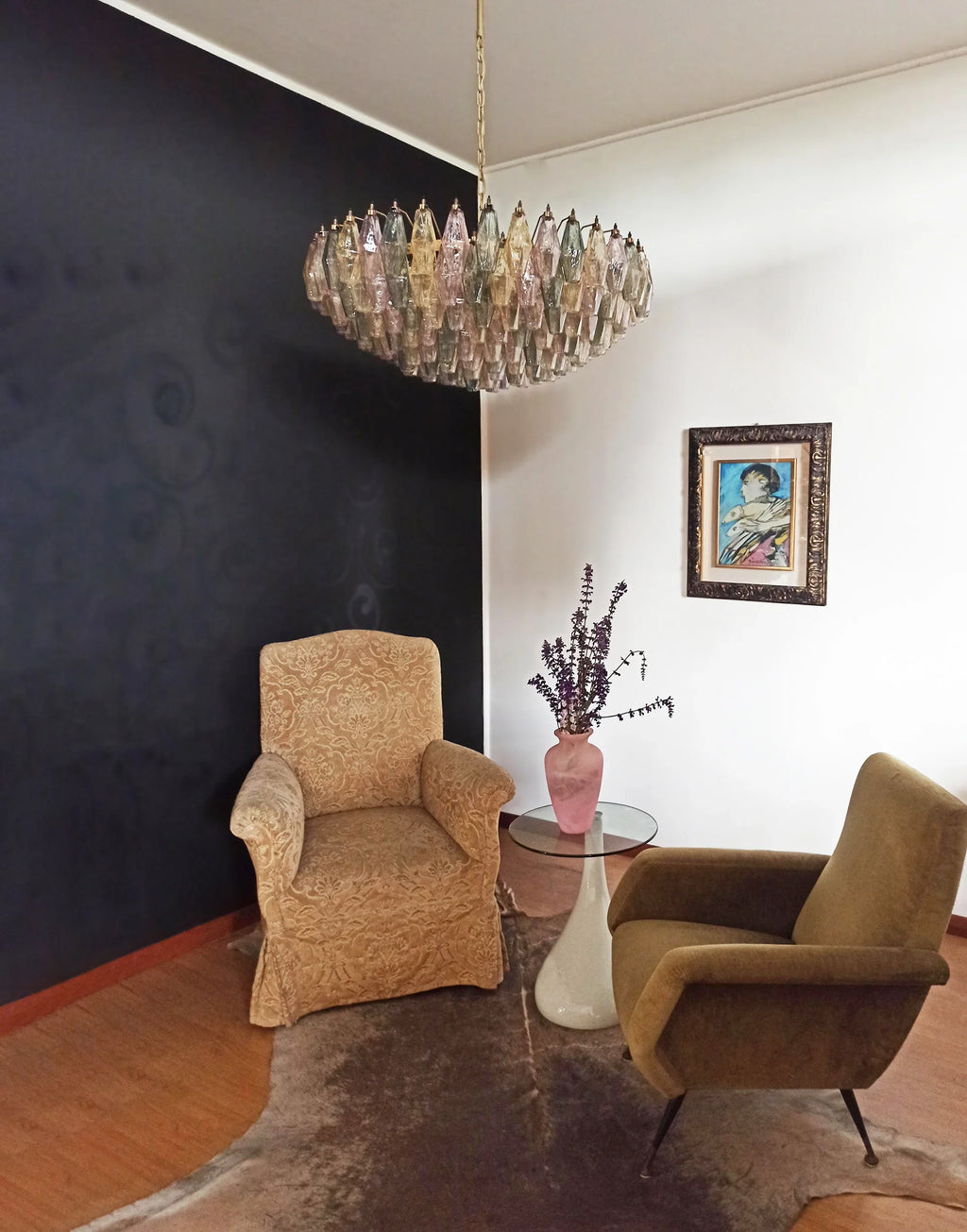 Murano Poliedri Faceted Multicolor Glass Chandelier additional product view