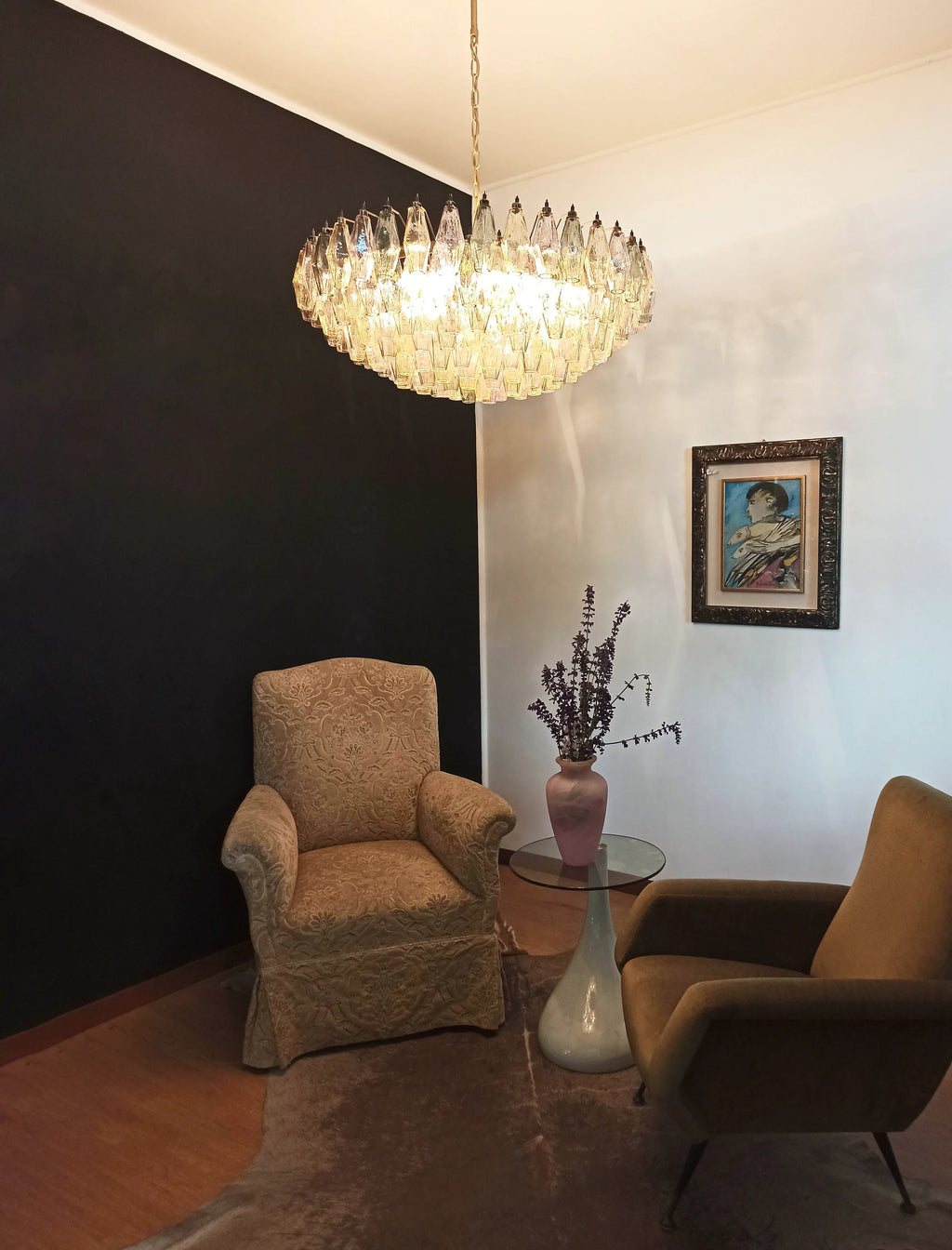 Murano Poliedri Faceted Multicolor Glass Chandelier product image
