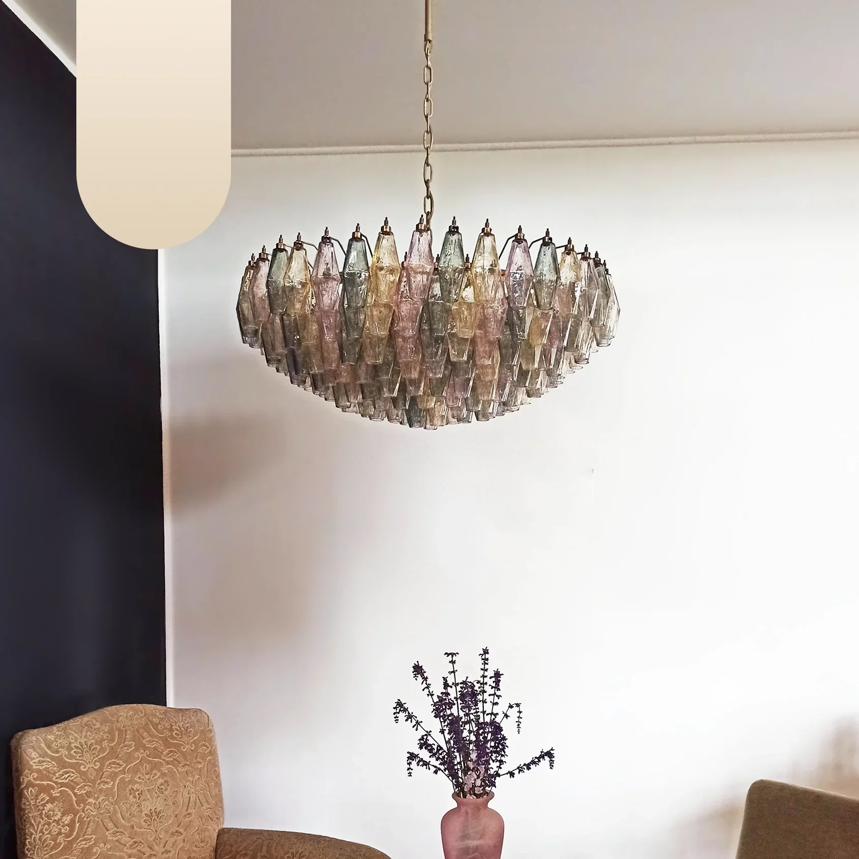 Murano Poliedri Faceted Multicolor Glass Chandelier product image