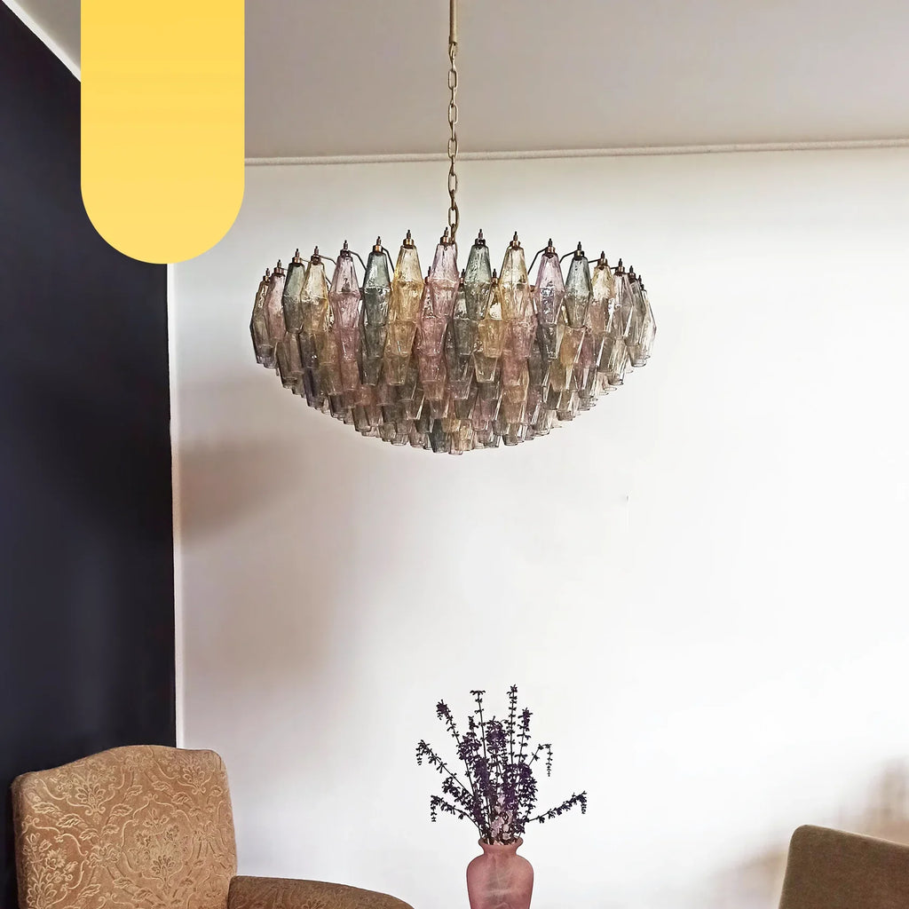 Murano Poliedri Faceted Multicolor Glass Chandelier product image