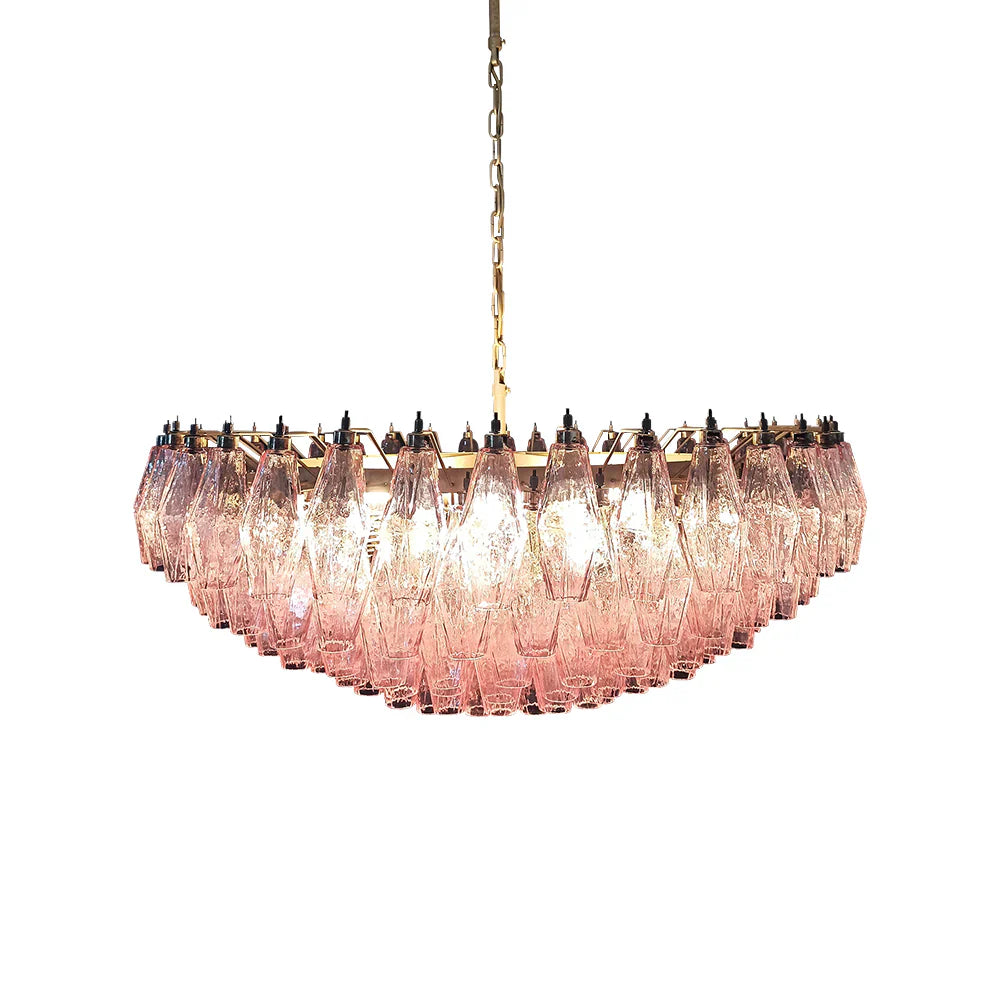 Pink Murano Poliedri Rhombus Faceted Glass Chandelier product image