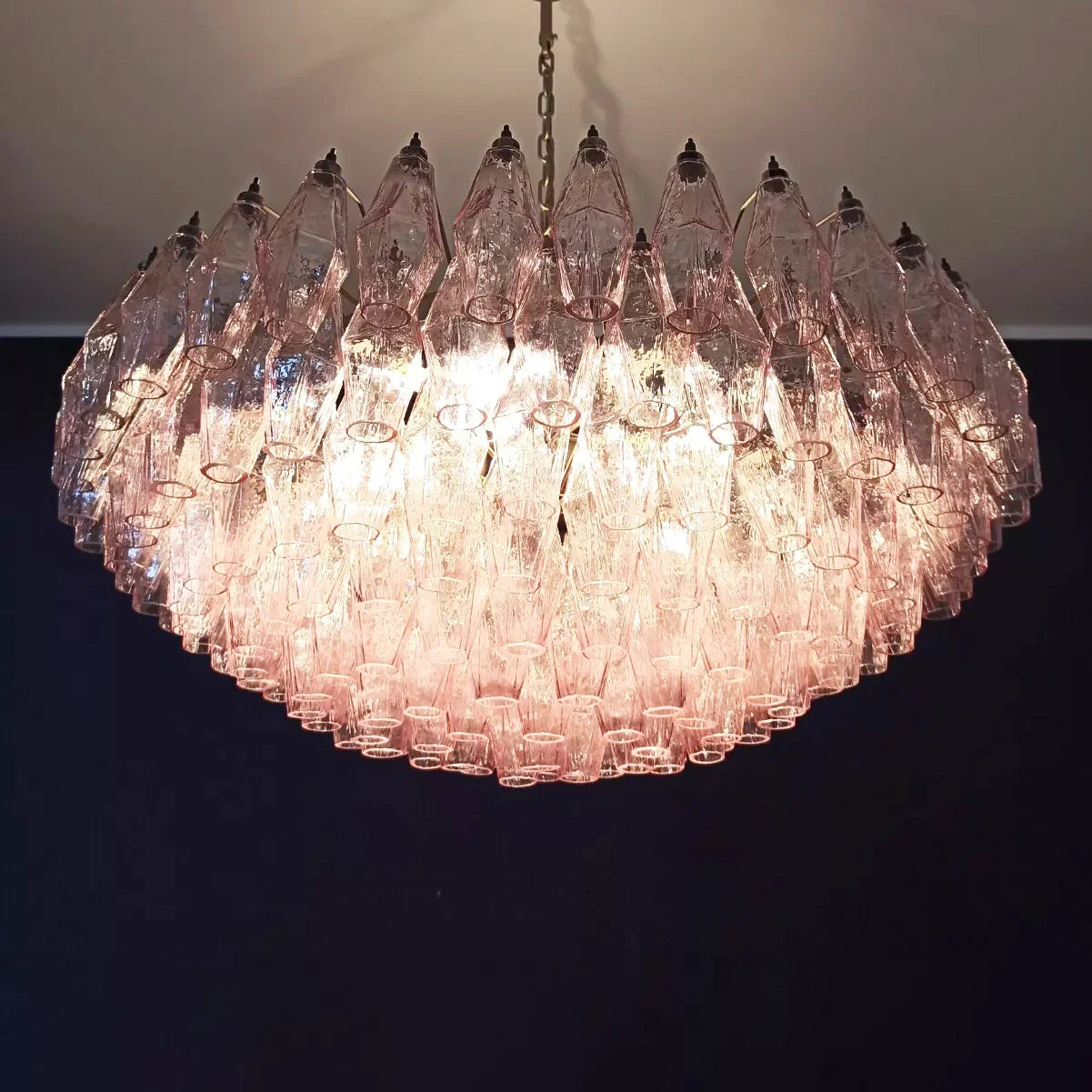 Pink Murano Poliedri Rhombus Faceted Glass Chandelier product image