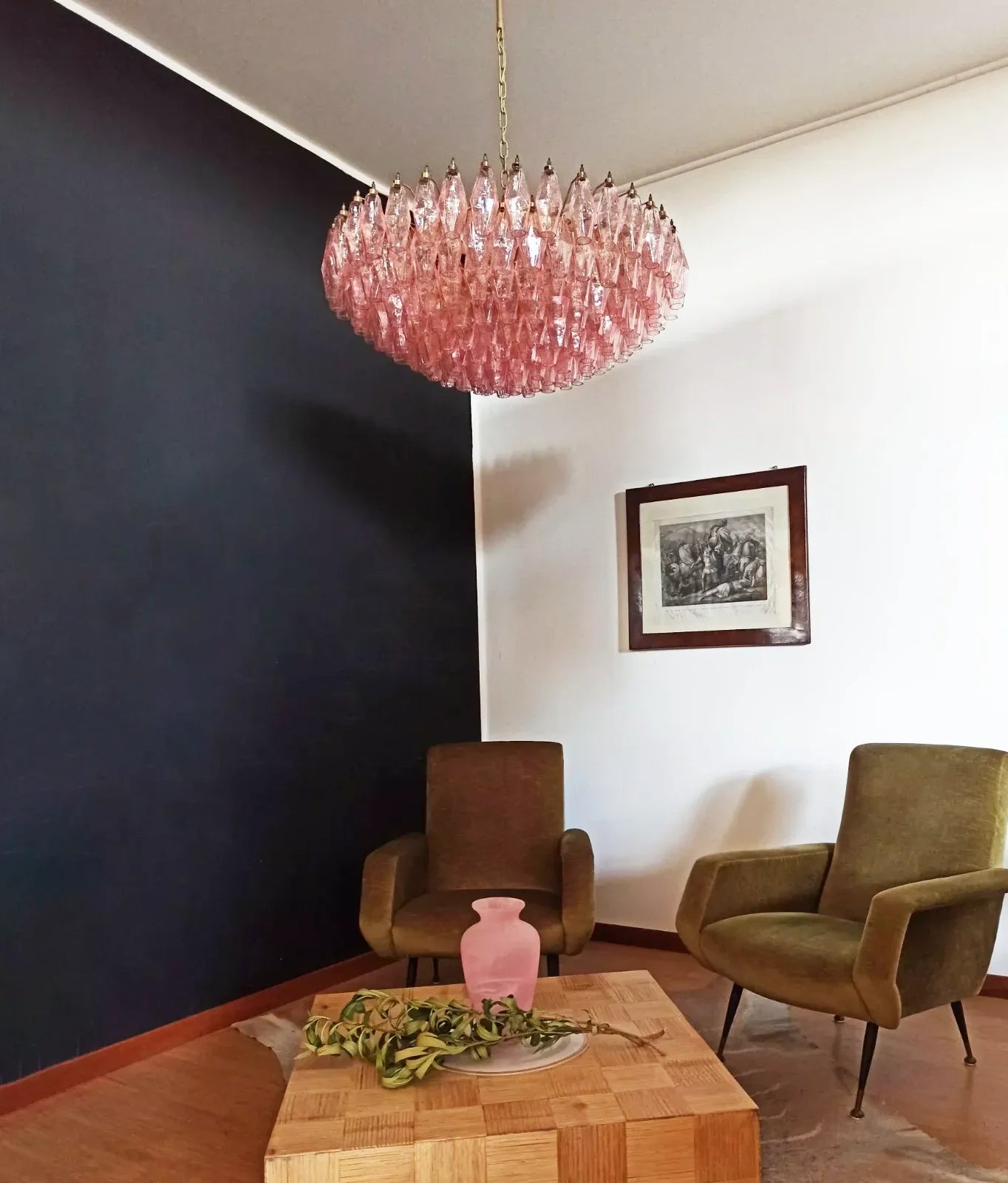 Pink Murano Poliedri Rhombus Faceted Glass Chandelier product image