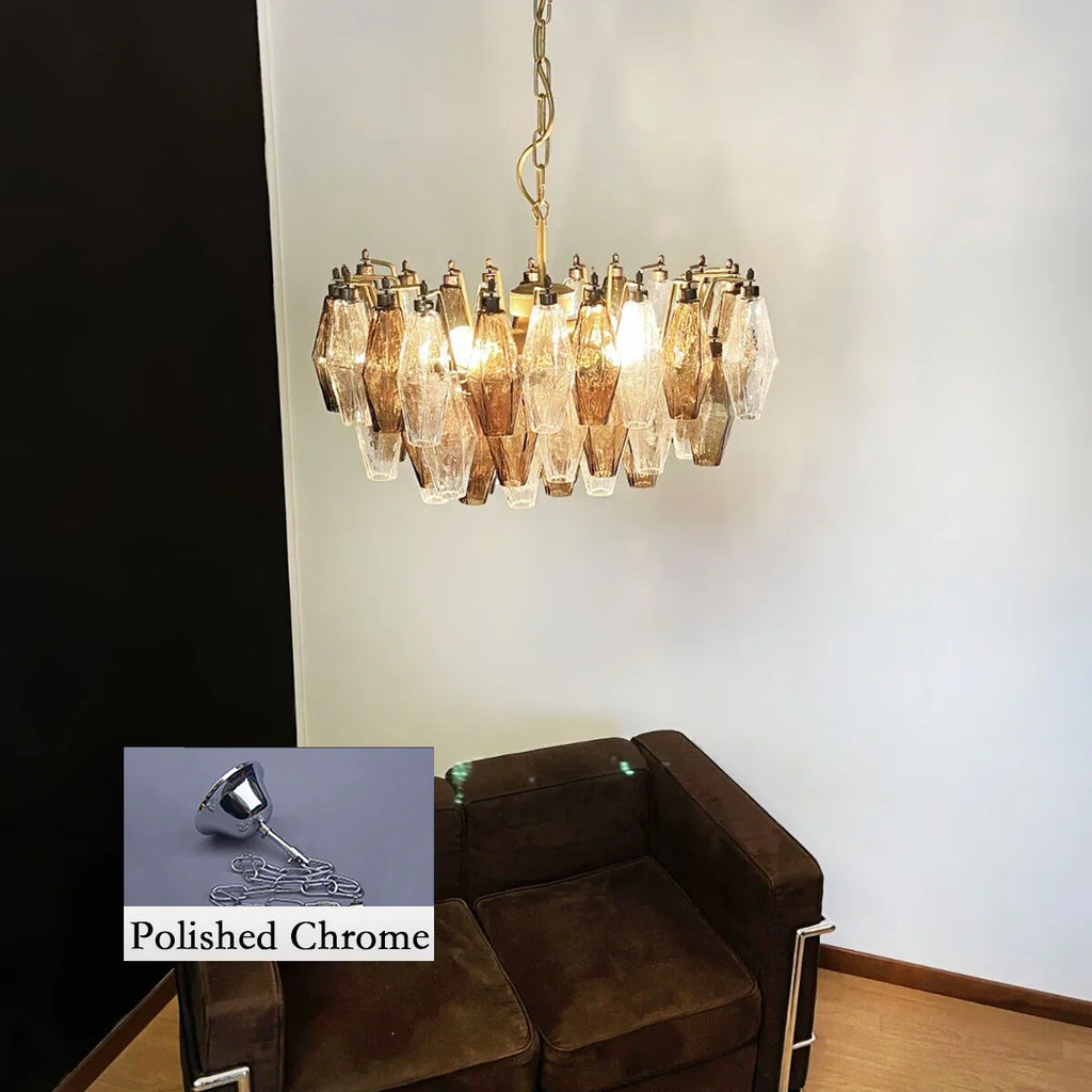 Poliedri Murano Transparent Smoked Chandelier product image