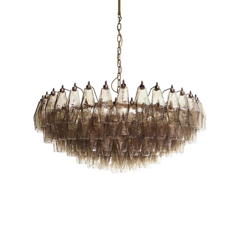 Murano Poliedri Faceted Smoked Glass Chandelier by Bling Lighting Studio